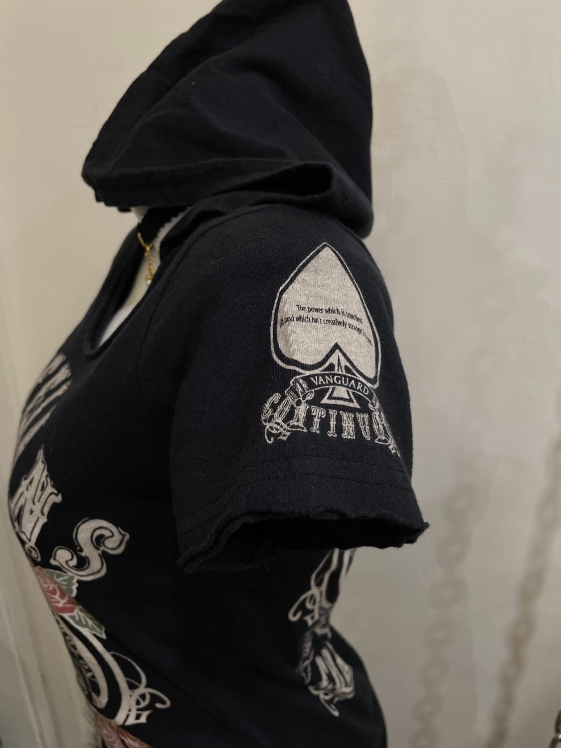 cornflake 스컬 프린트 블랙 후드 반팔 티셔츠 펑크 상품이미지4