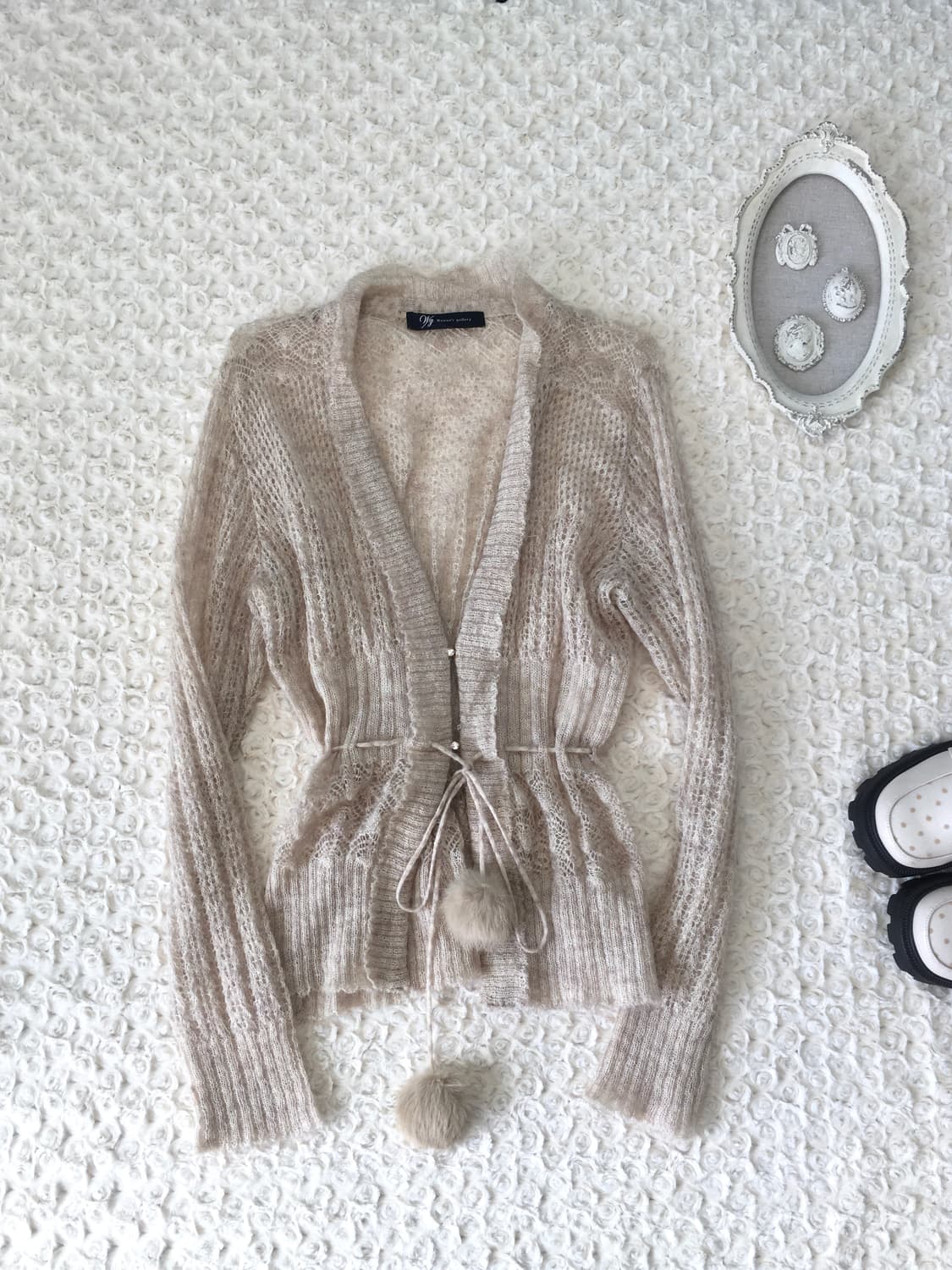 일본빈티지 핑크베이지 페어리가디건 상품이미지7