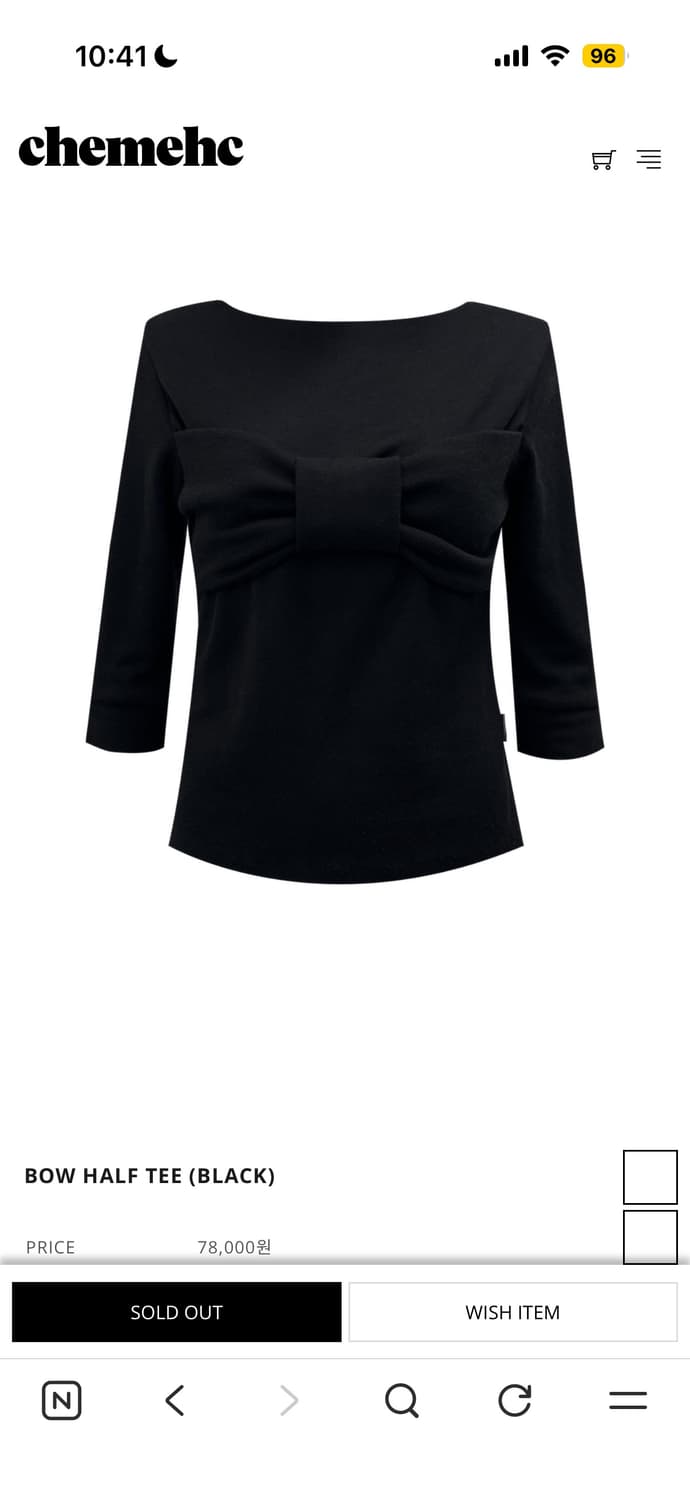 체메씨 BOW HALF TEE (BLACK) 상품이미지1