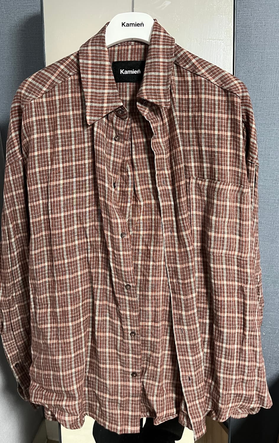 카미엔 린넨체크셔츠 2사이즈 상품이미지2