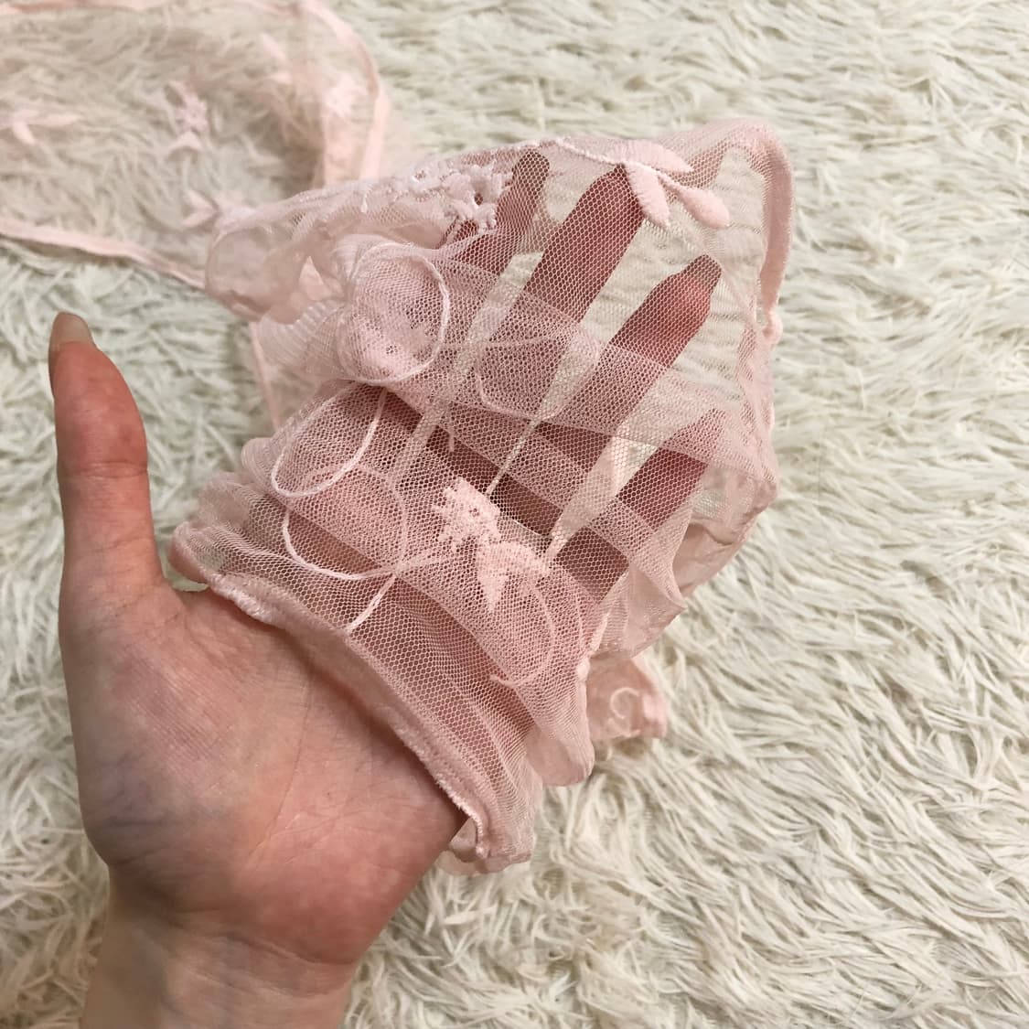 핑크 플라워 머플러 (미착용) 상품이미지3