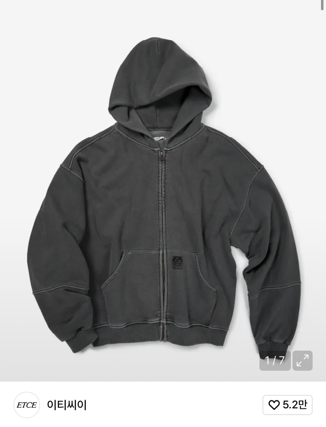 이티씨이 라벨 후드집업 차콜 L 상품이미지1