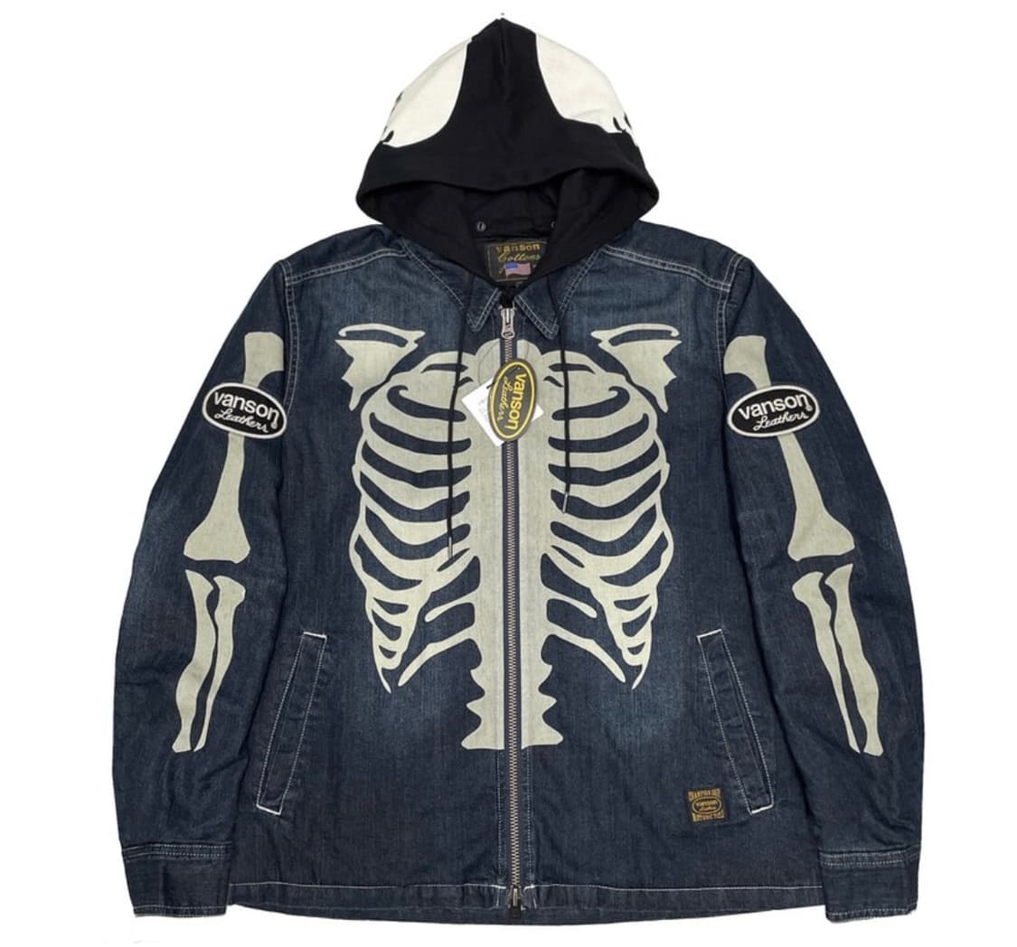 Vanson Leathers 스켈레톤 데님 자켓(후드 탈부착) M 상품이미지3