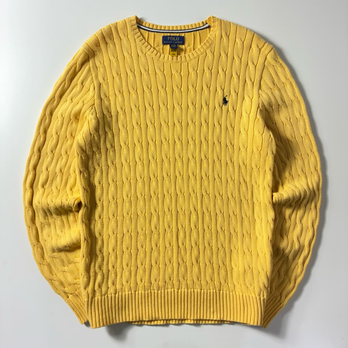 Polo  폴로 랄프로렌 신형 자수 코튼 옐로우 꽈배기 니트  상품이미지1