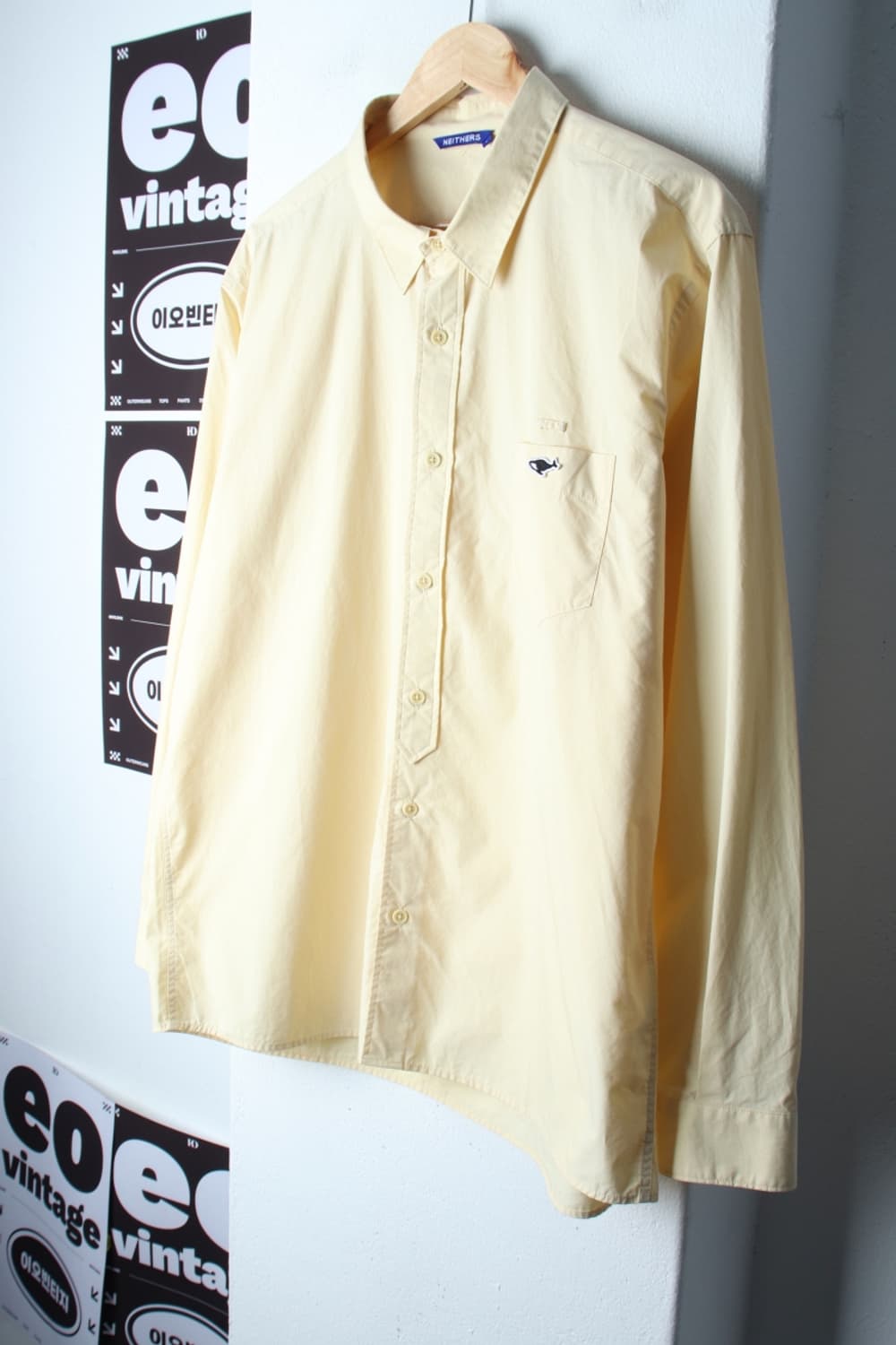 (XL-2XL) 네이더스 셔츠 남방 포켓 노랑 무지 아메카지-H32220 상품이미지1
