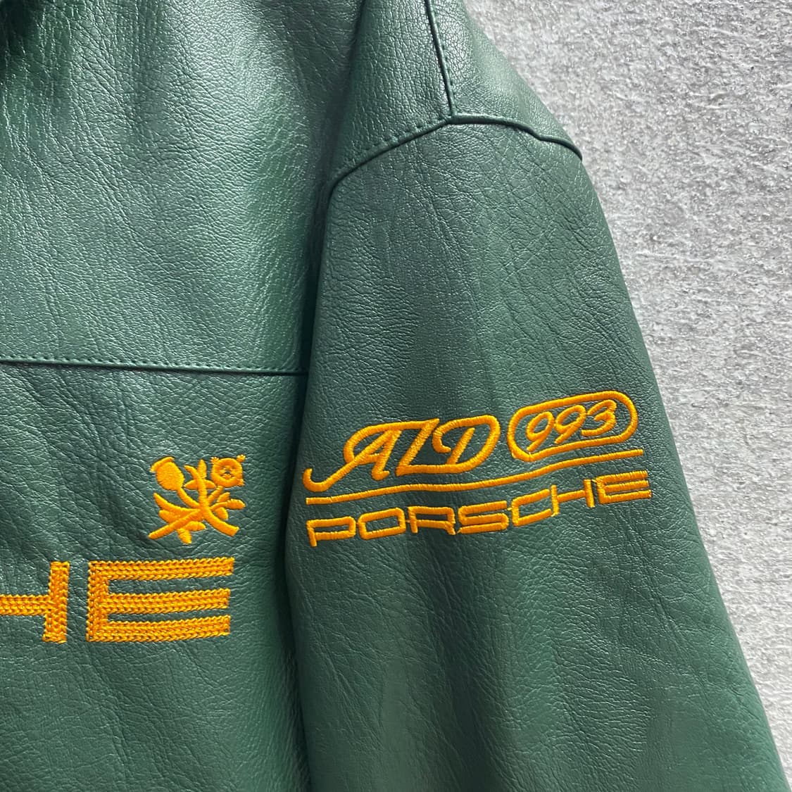 포르쉐 빅패치로고 그린 레더자켓 B3698 상품이미지5