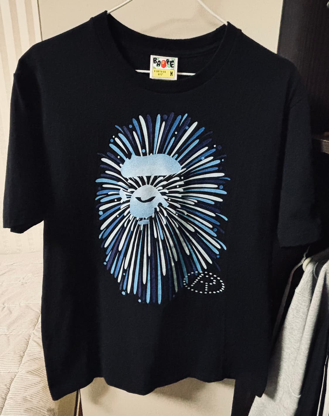 베이프 에이프 헤드 파이어워크 티셔츠 #1 블랙 블루 상품이미지2