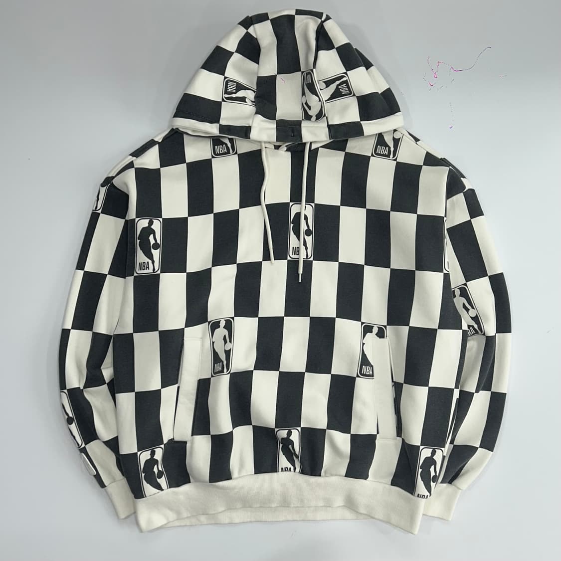 NBA 블랙 화이트 체커보드 후드티 상품이미지3