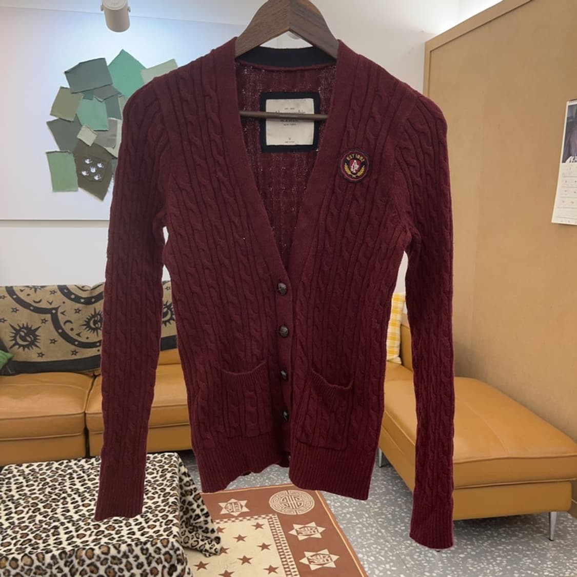 아베크롬비 빈티지 여리핏 슬림 꽈배기 가디건 M C09460 상품이미지3