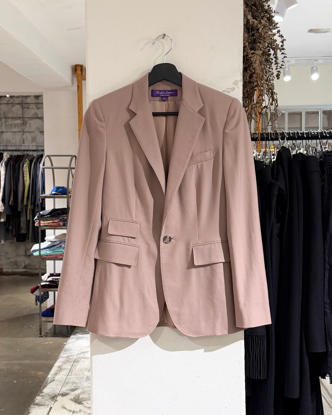 랄프로렌 퍼플라벨 연핑크 캐시미어 원버튼 카라 자켓 상품이미지1