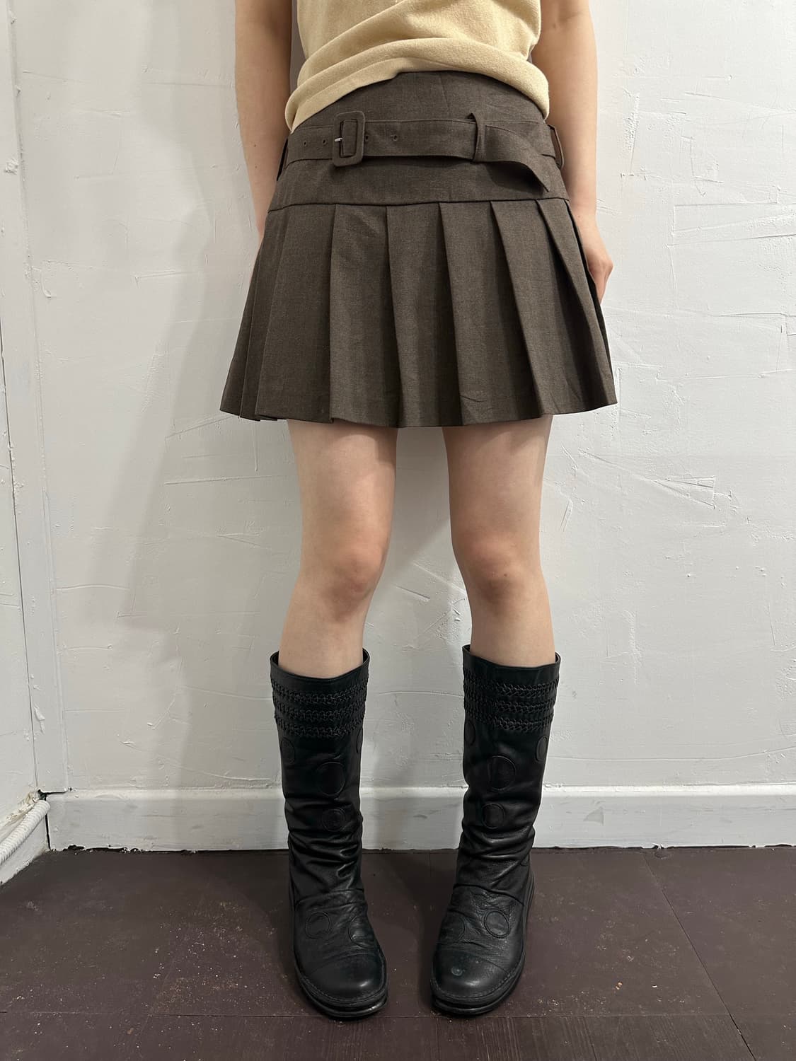 moussy brown pleats belt mini skirt 상품이미지2