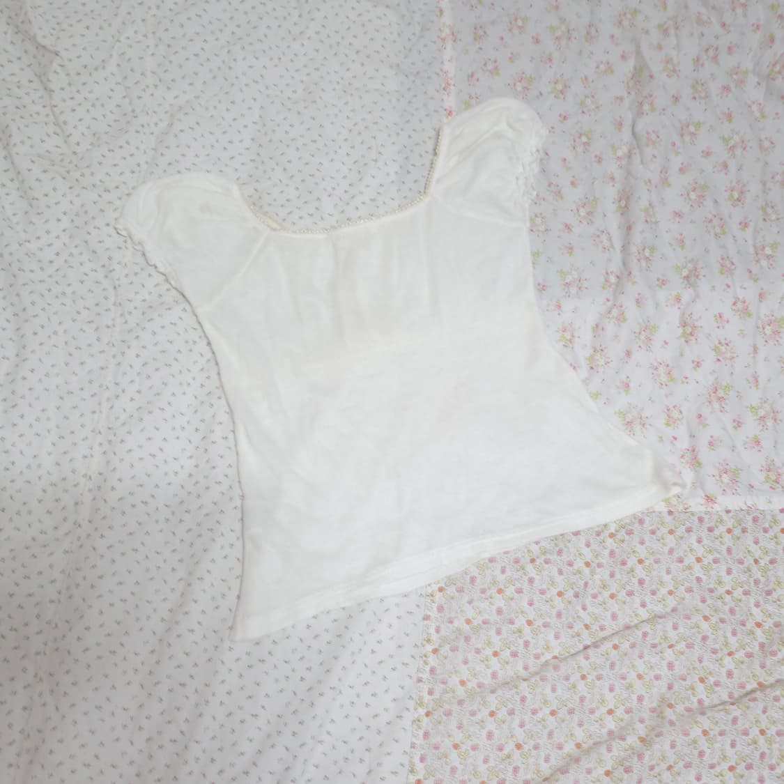 빈티지  화이트 리본 레이스 딱붙 로걀탑 히메갸루 풀문 리즈리사 상품이미지7