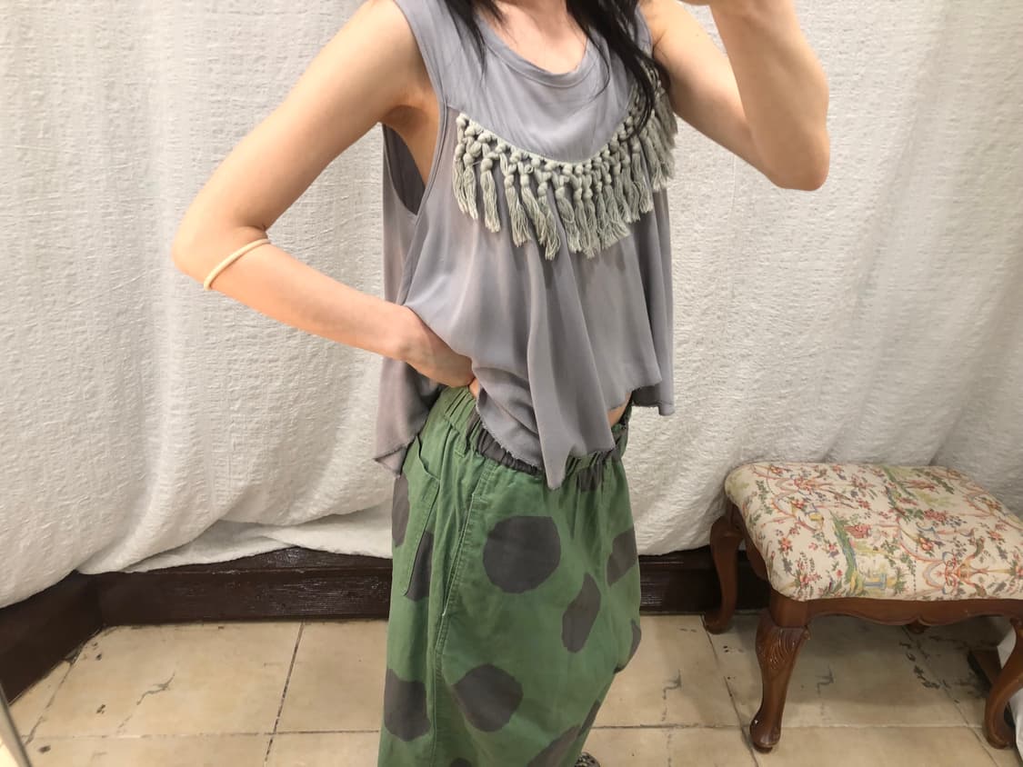 Cloud gray tassel sleeveless 상품이미지2