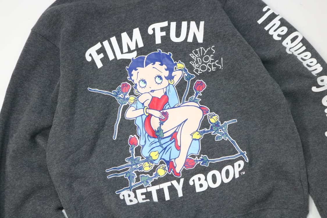 Betty Boop 베티붐 빈티지 필름 펀 로즈 그래픽 기모 맨투맨 (M 상품이미지3