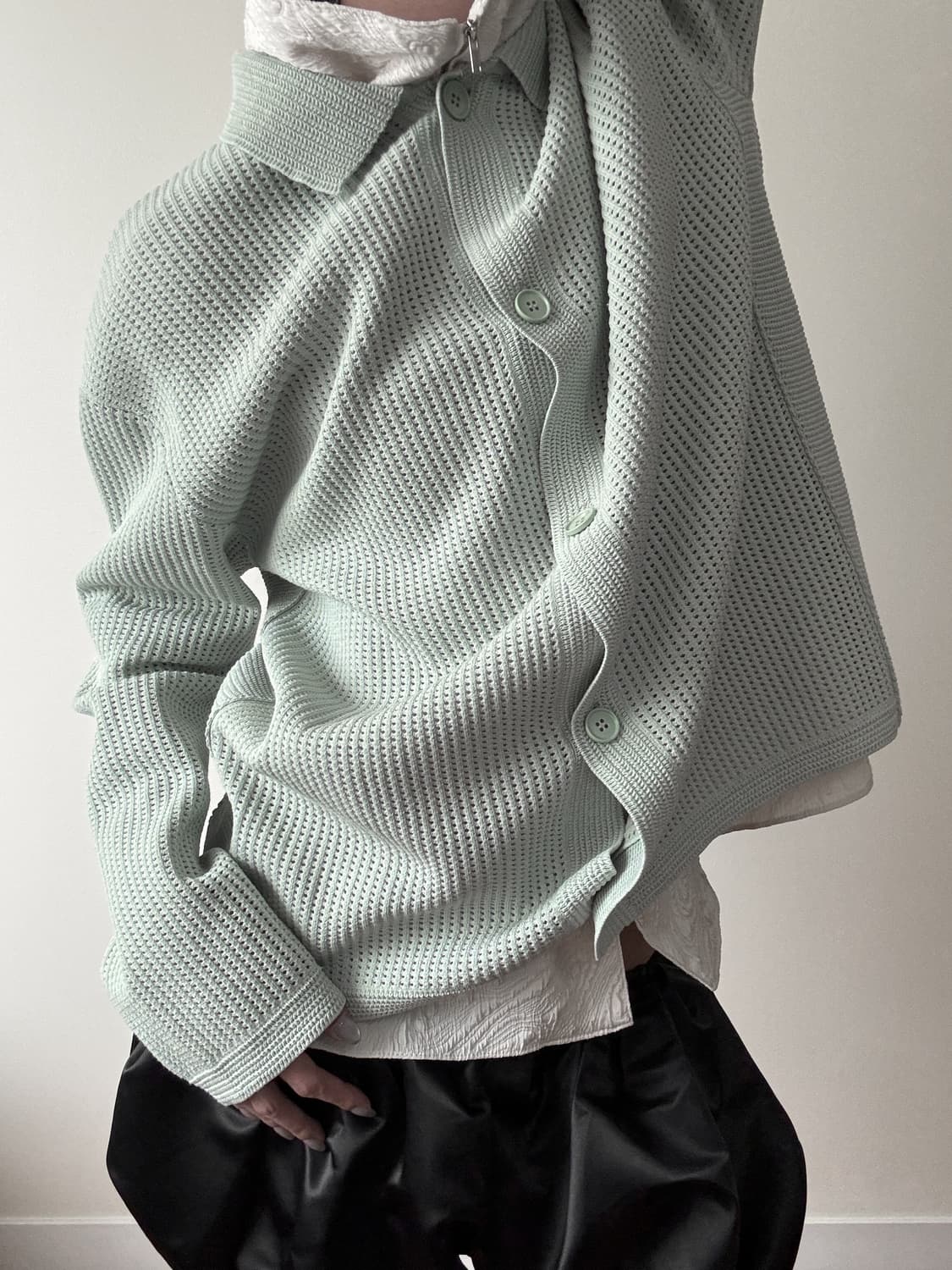 시스템옴므 오버핏 크로셰 니트 가디건 상품이미지6