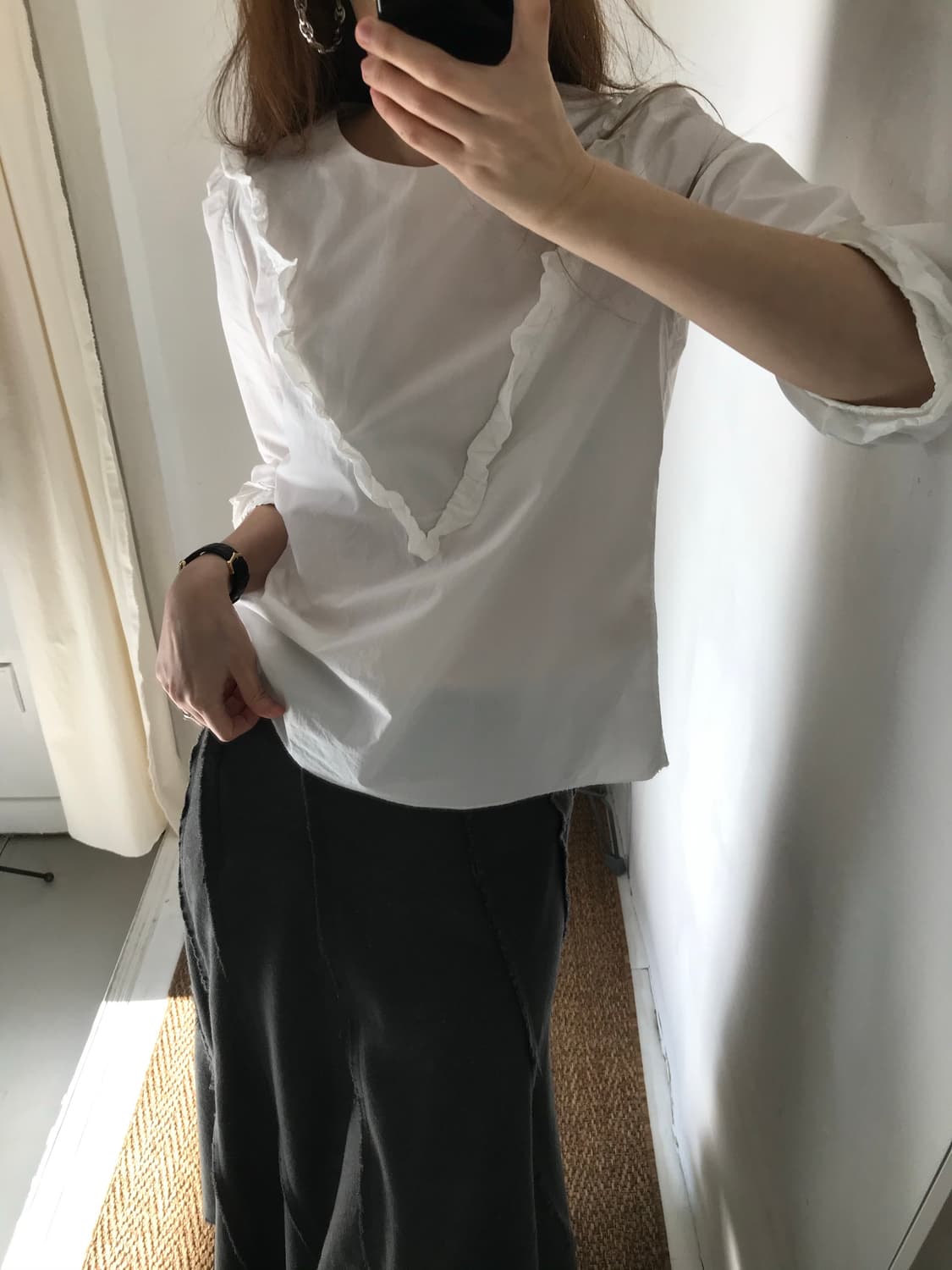 white frill cotton blouse 상품이미지7