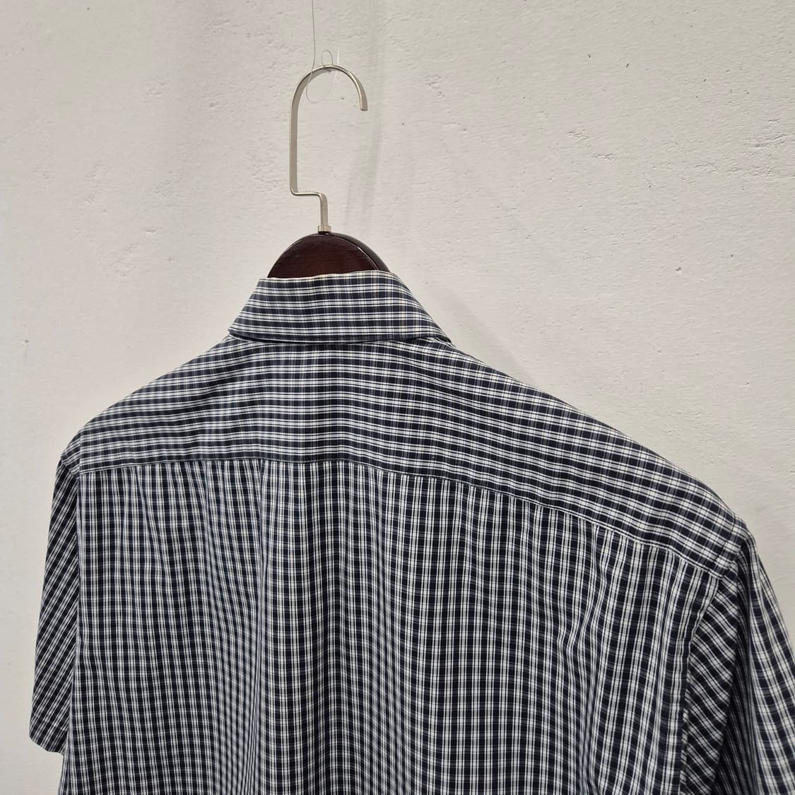 띠어리 맨 깅엄 체크 반팔 셔츠 100 상품이미지5