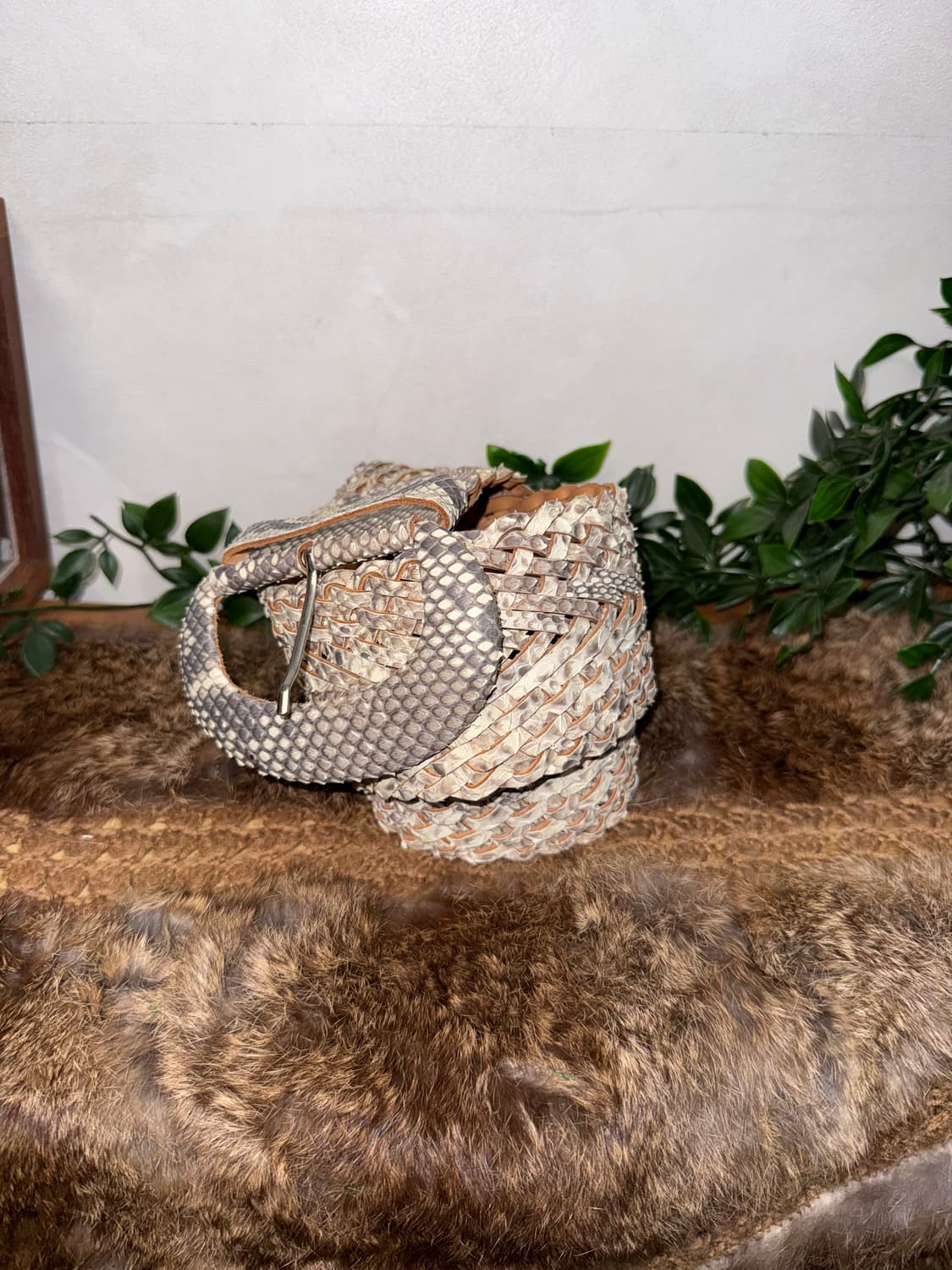 White gray python buckle belt 상품이미지2