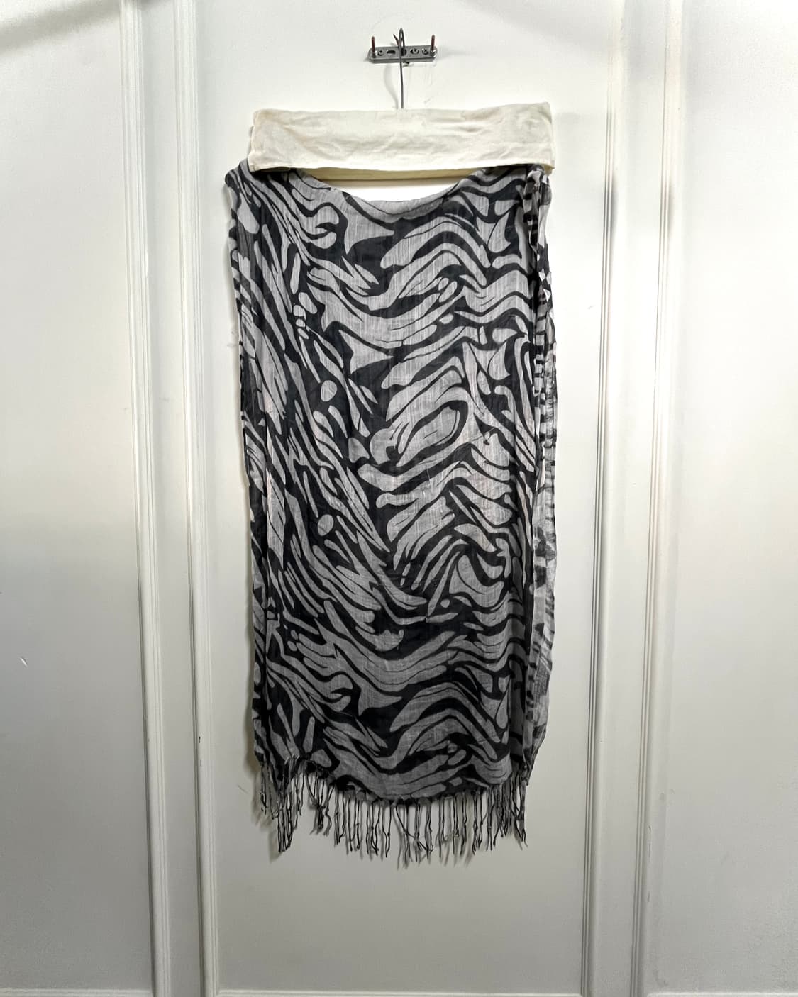 JPN Vintage Zebra Pattern Tassel Scarf 상품이미지3