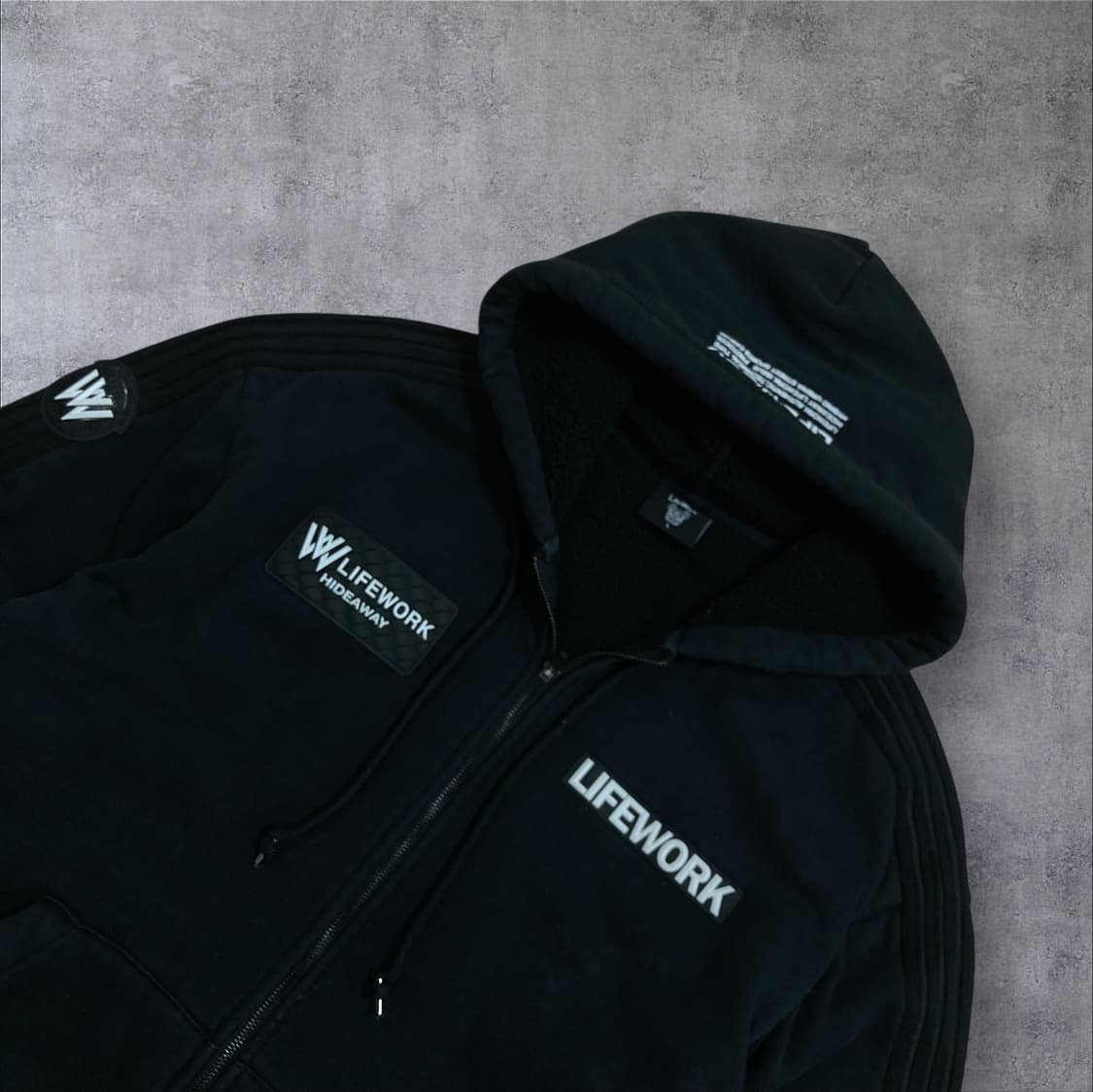 라이프워크 라독 빅로고 블랙 후드 집업 상품이미지3