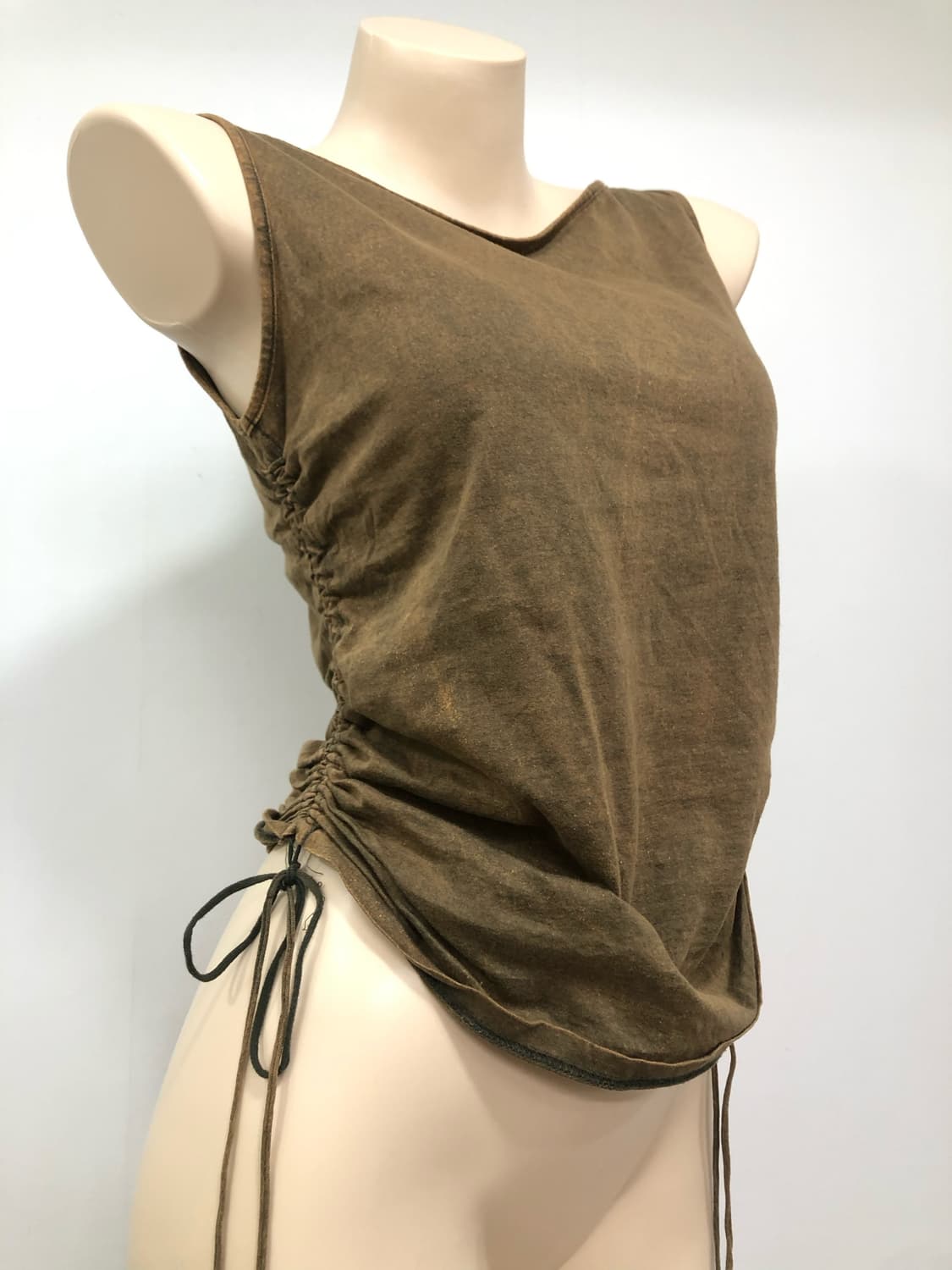 khaki brown side shirring sleeveless 상품이미지3