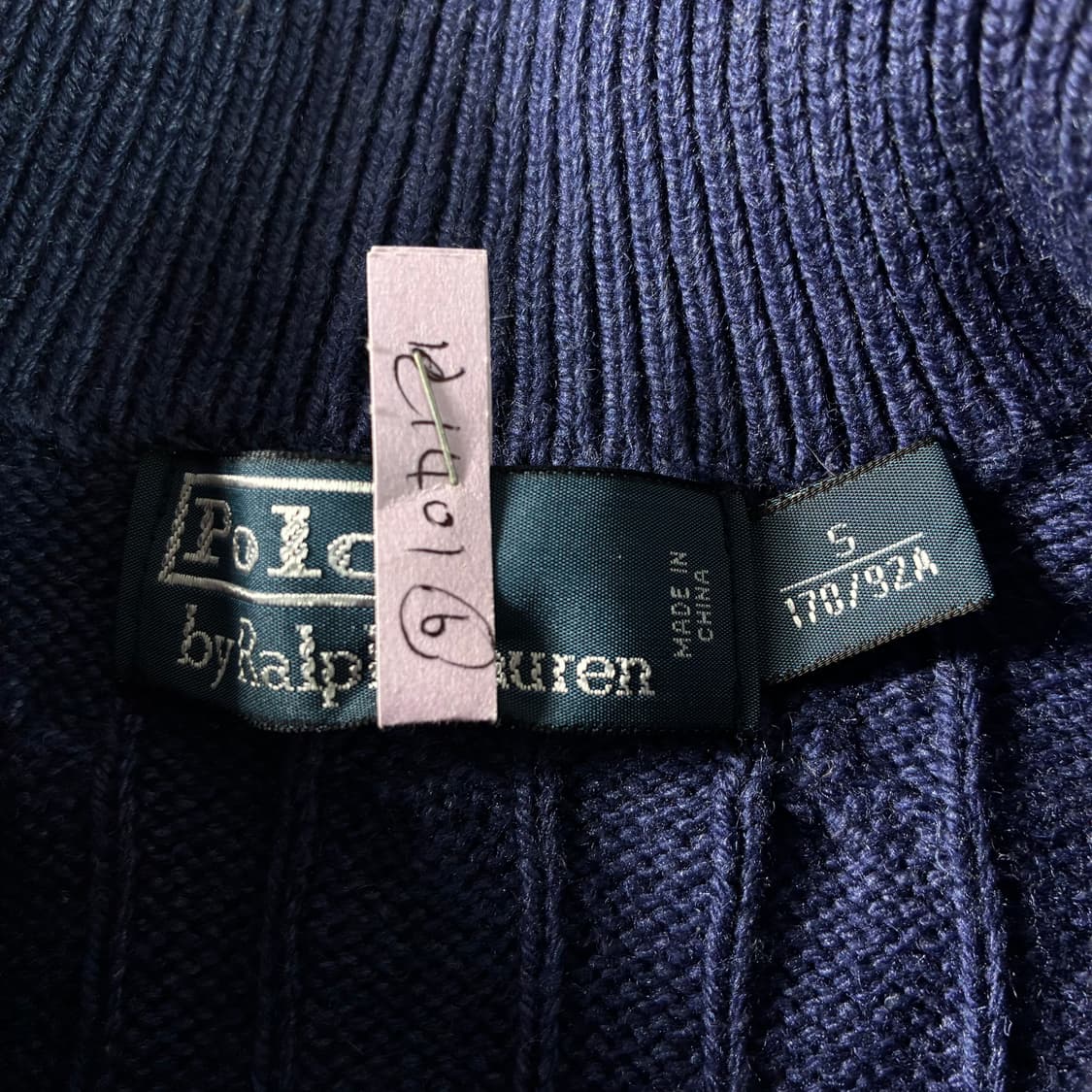 Polo  폴로 랄프로렌 자수 실크 블루 꽈배기 반집업 니트  상품이미지4