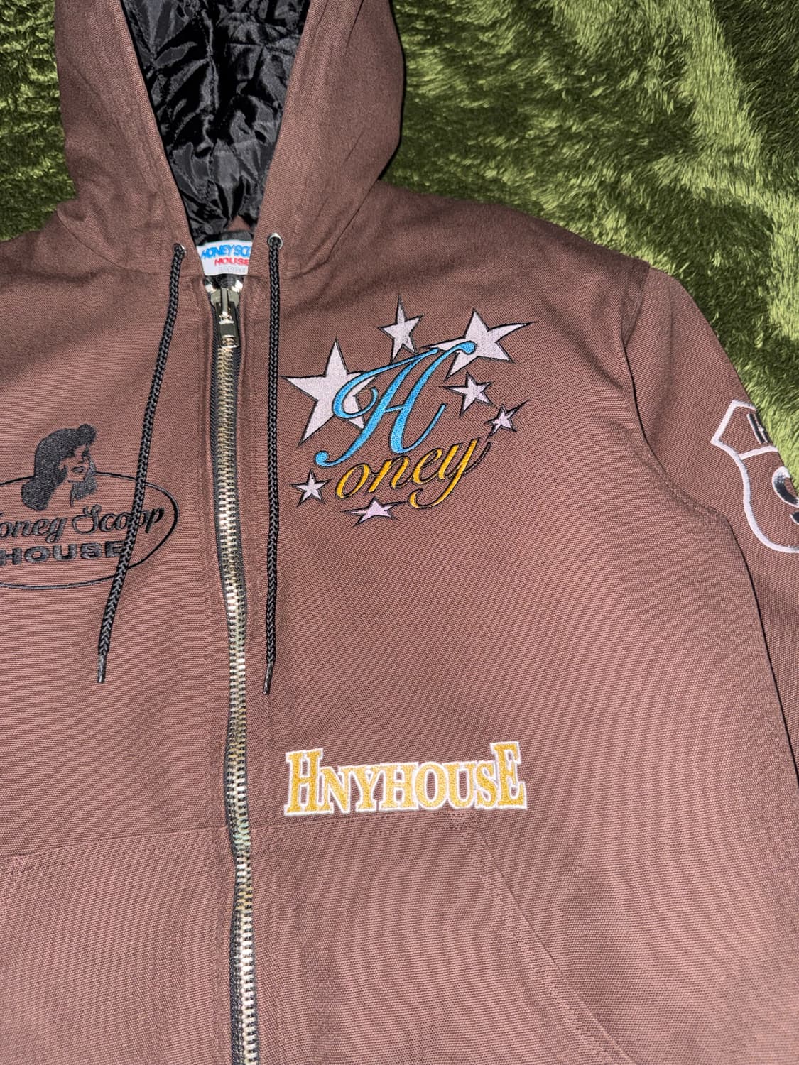 [L] 허니스쿱하우스 퀼티드 캔버스 후드 자켓 브라운 상품이미지2