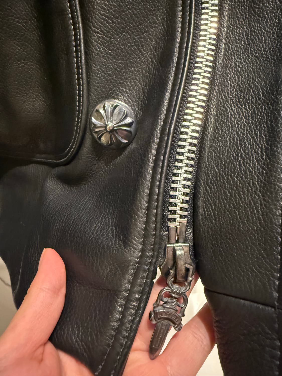 크롬하츠 가죽 후드 코트 상품이미지3