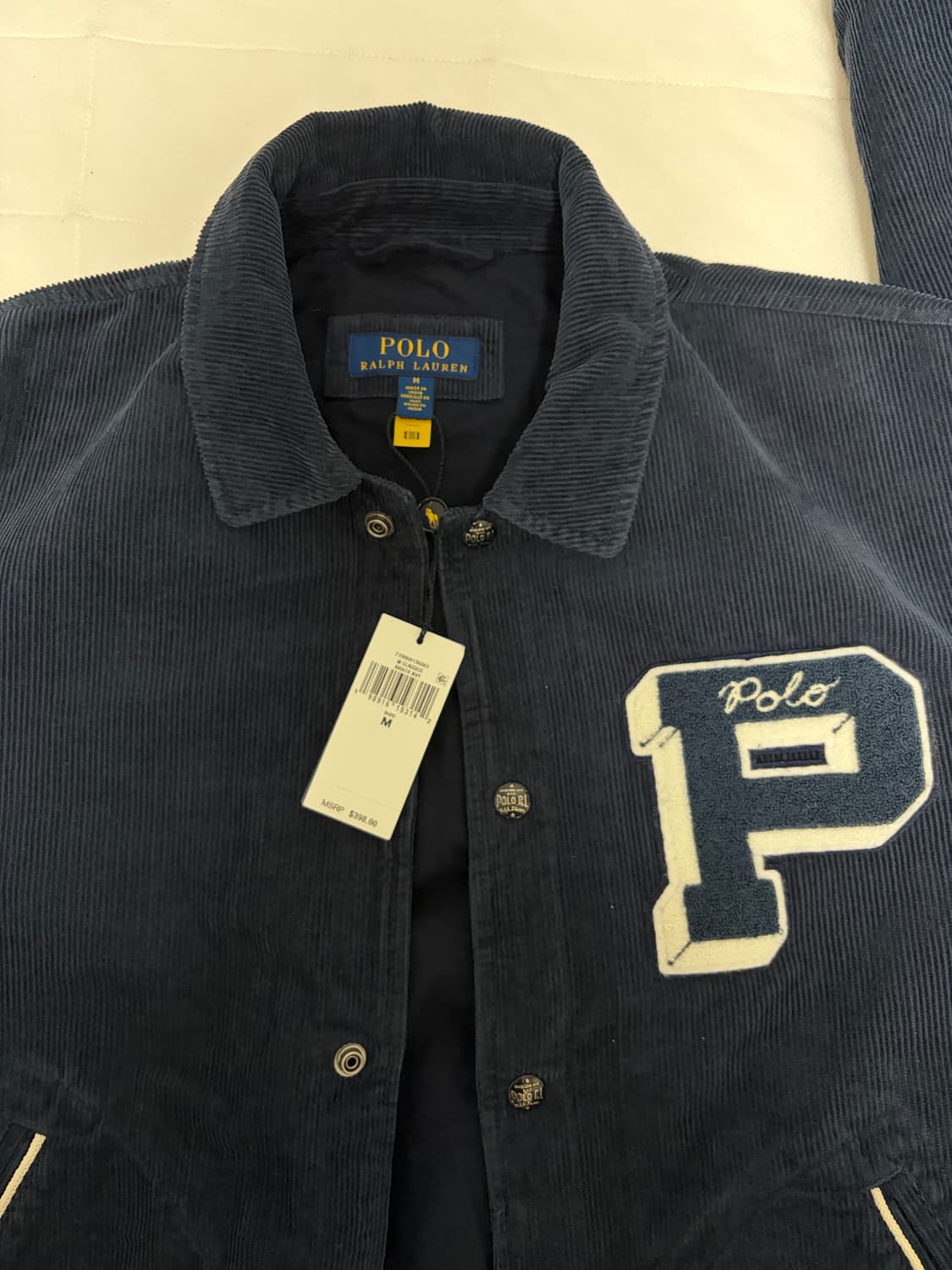 폴로 코듀로이 레터자켓 M 새상품 판매합니다 상품이미지4