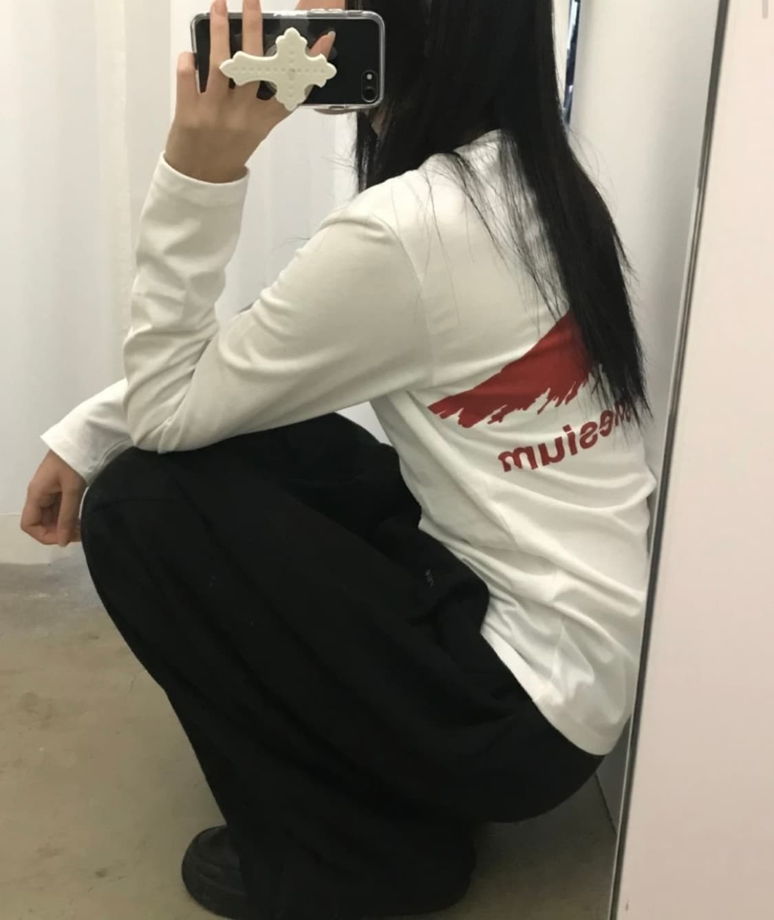 탄산마그네슘 롱슬리브(화이트/레드) 상품이미지1