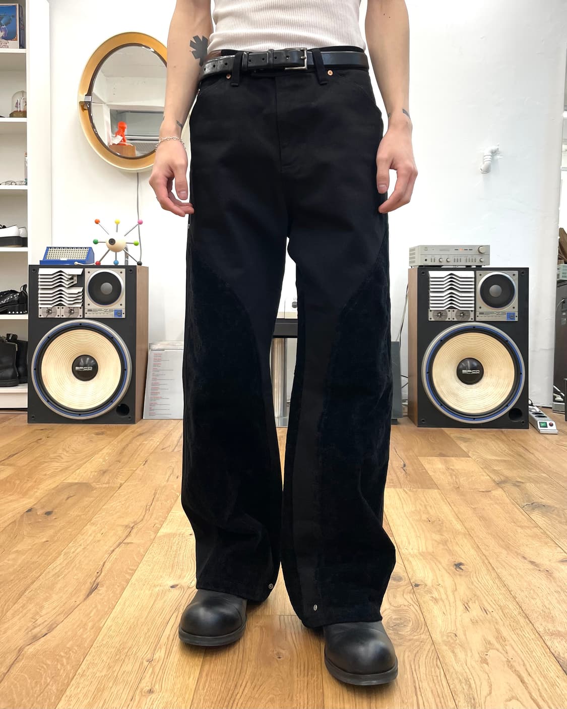 [48] 앤더슨벨 블랙 데님 팬츠 상품이미지1