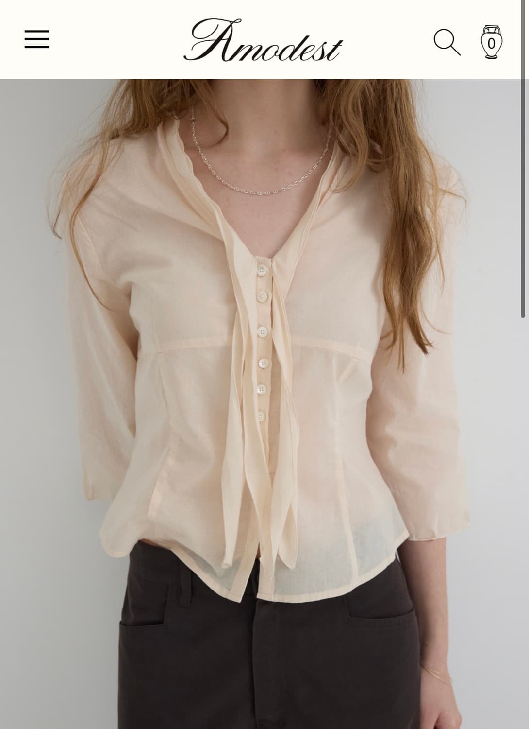 모데스트무드) Barrett Blouse (peach cream) 상품이미지1