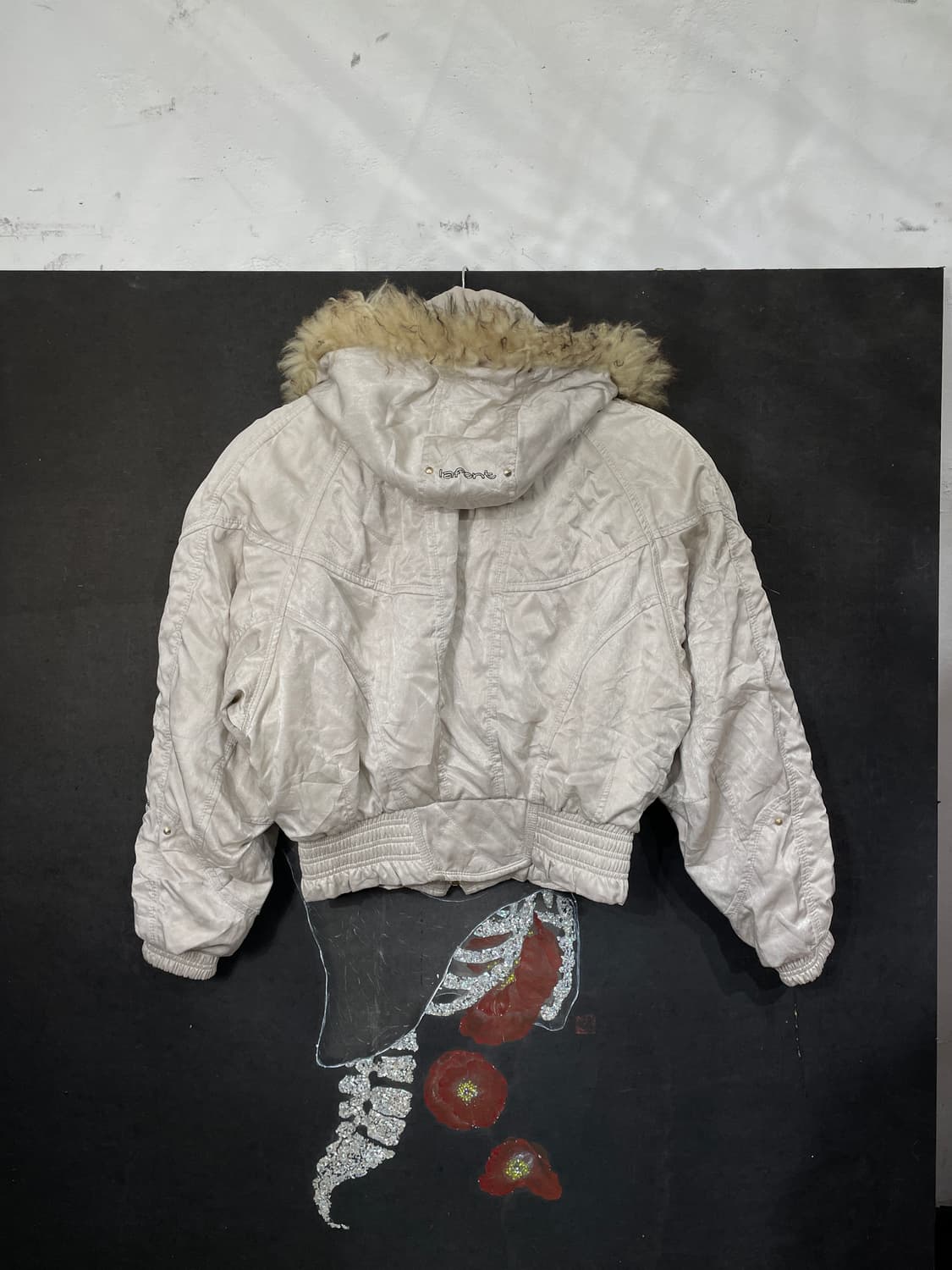 일본빈티지 울프죠 퍼 후드 자켓 크롭 패딩 L 상품이미지8