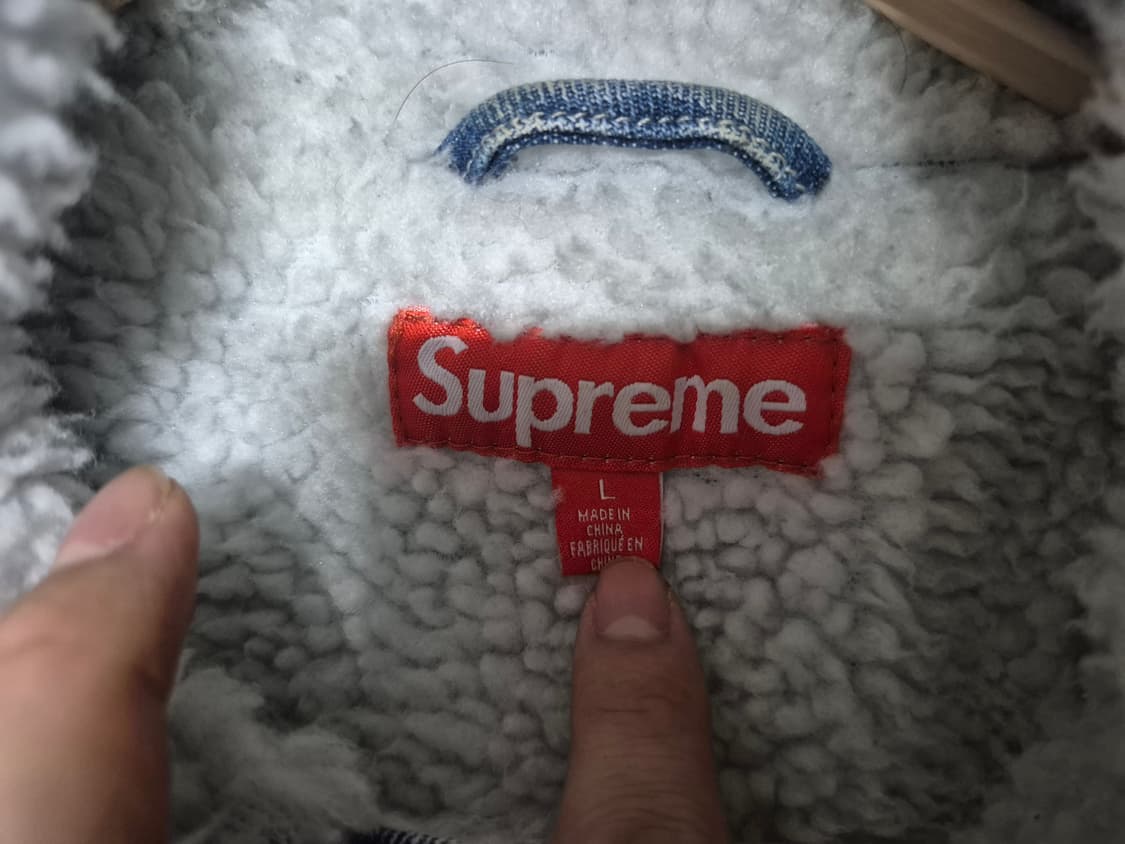 (공유 착용)슈프림 포우 셔링 라인드 데님 봄버 자켓 L 정품 상품이미지5