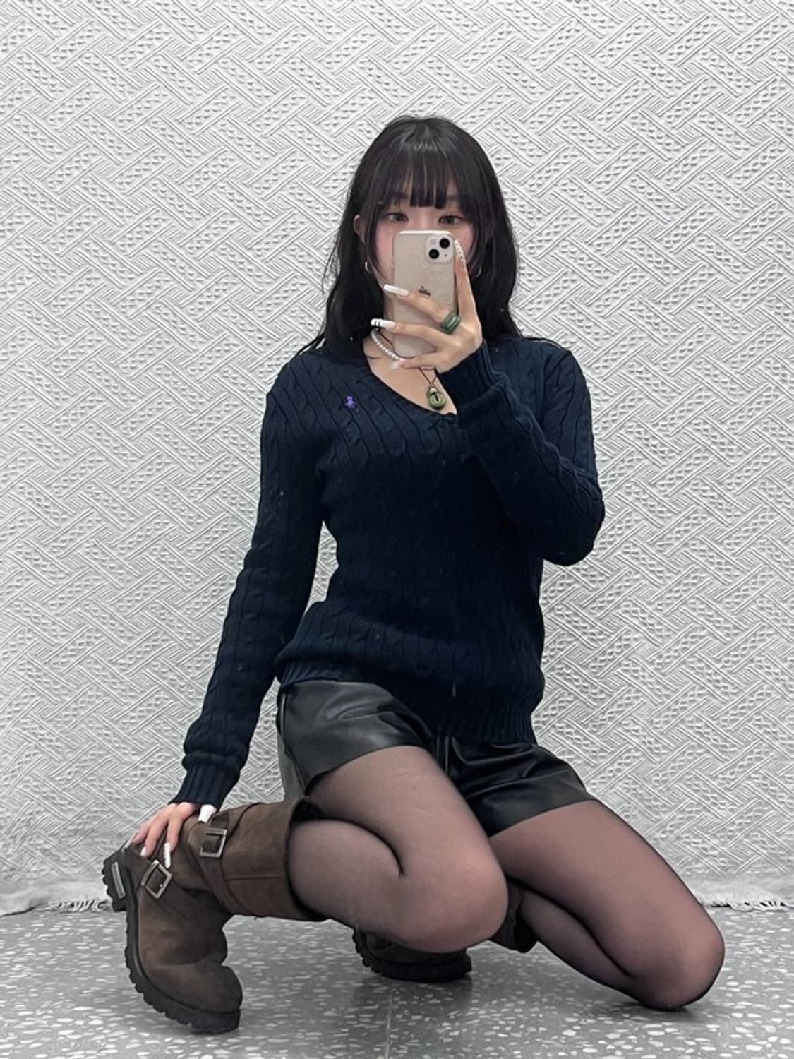 폴로 랄프로렌 빈티지 여리 슬림핏 브이넥 꽈배기 니트 S C10943 상품이미지1