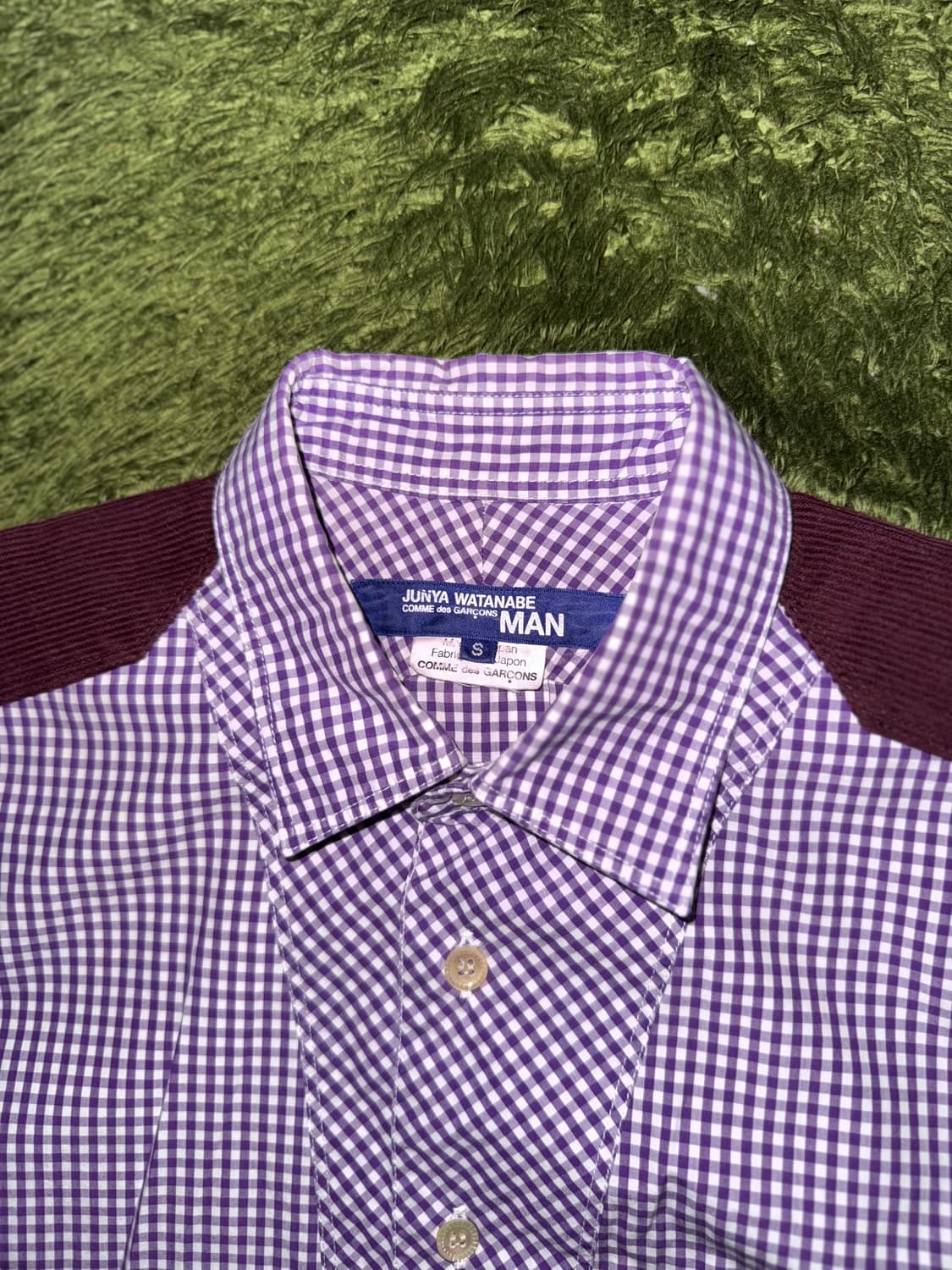 [S] 준야 와타나베 11AW 퍼플 깅엄 체크 코듀로이 패치 셔츠 상품이미지3