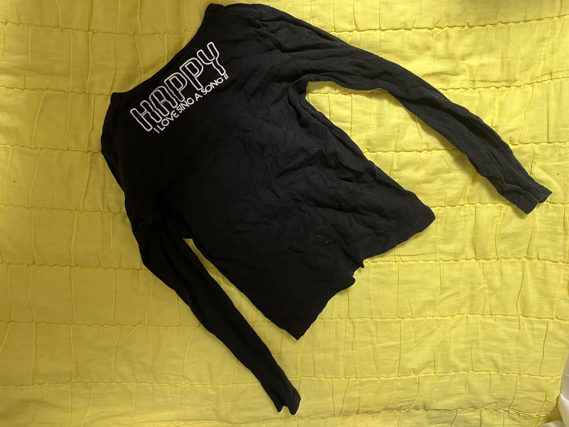 해피 뮤직 펑크 롱슬리브 스펠 프린팅 티셔츠 상품이미지2