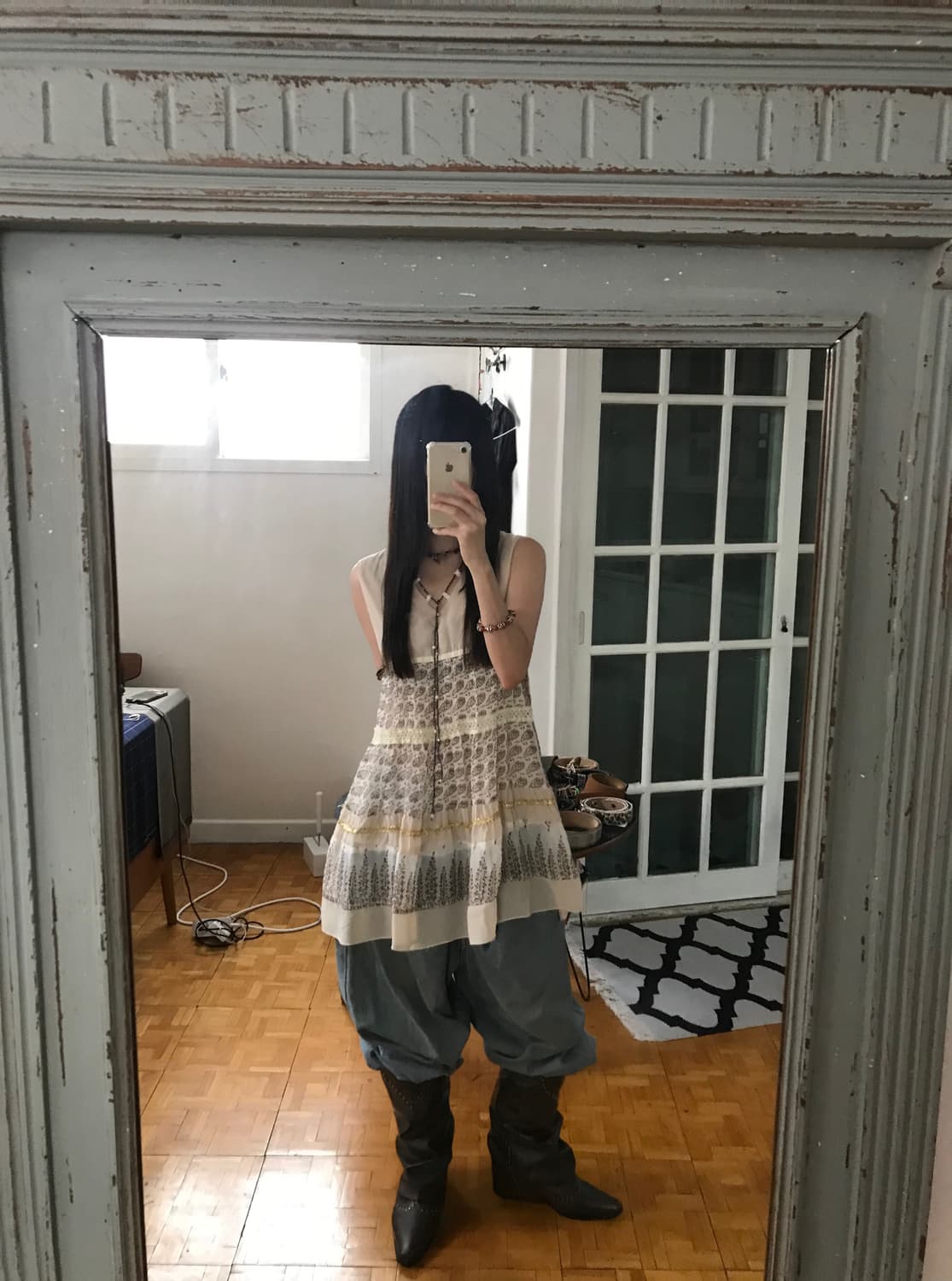 vintage pattern bead sleeveless  상품이미지5