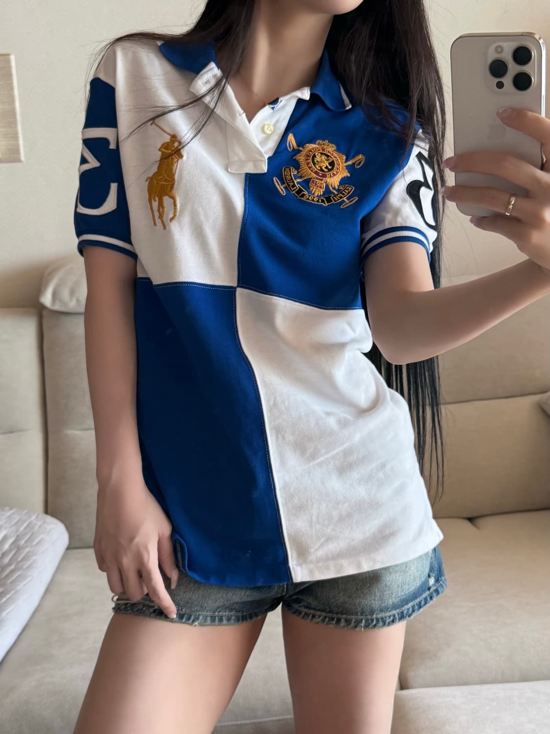 폴로 랄프로렌 빅포니 치프키프 블랙와치 화이트 블루 pk 반팔 상품이미지1