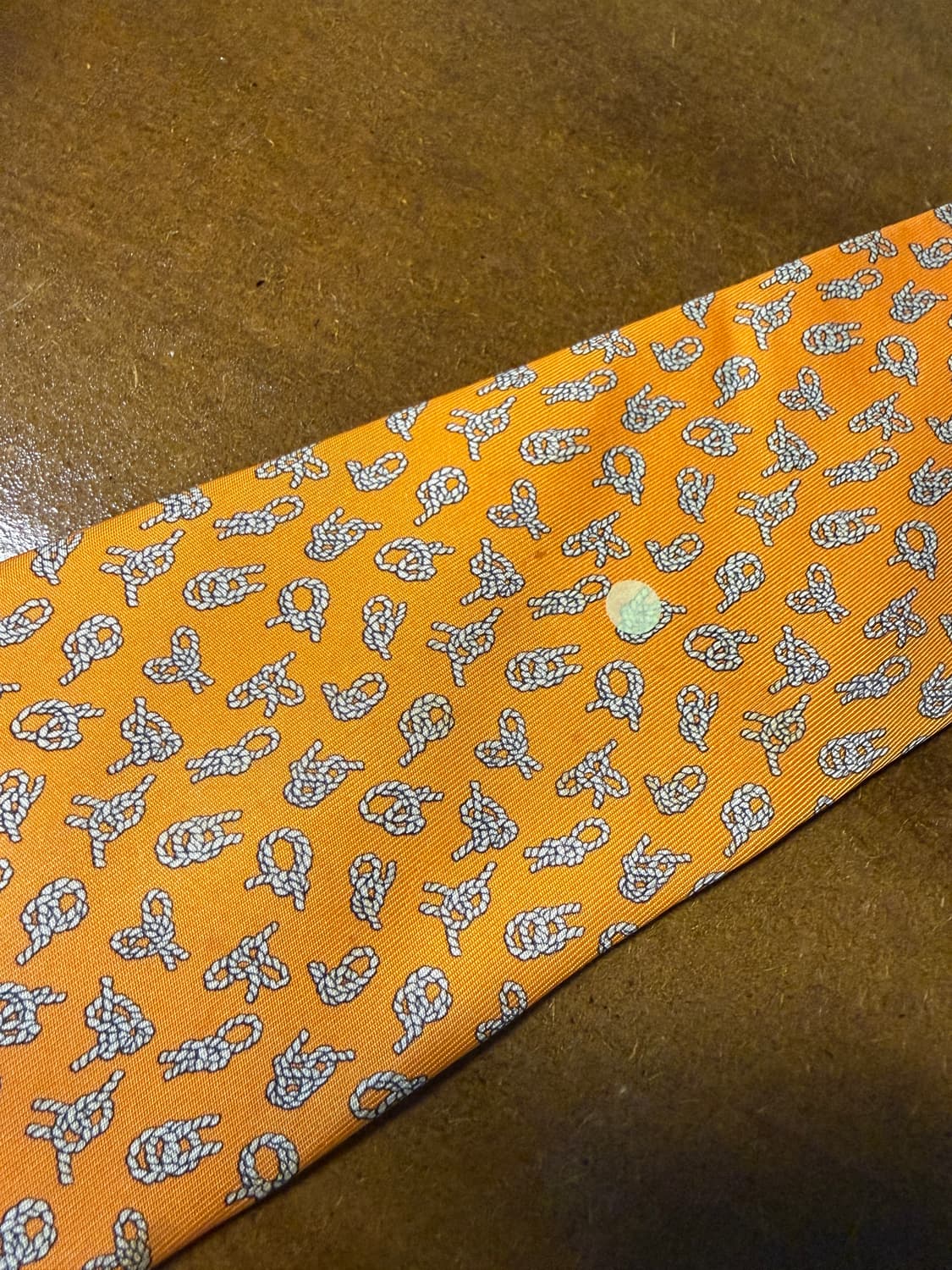 에르메스 HERMES 로프 모티브 실크 넥타이 오렌지 상품이미지5