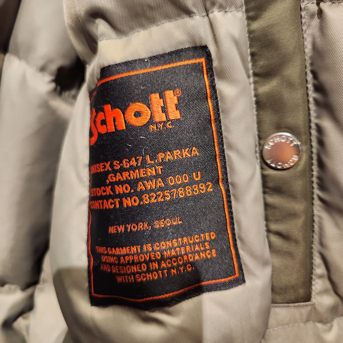 schott x 앤더슨벨 덕다운 N-3B 파카 L 105 패딩 쇼트 상품이미지5