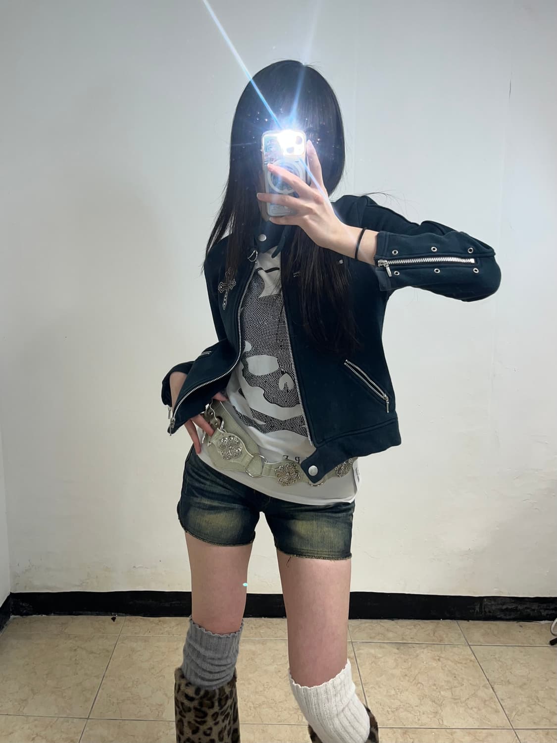 00‘s P2K 네이비 십자가 큐빅 집업 상품이미지1