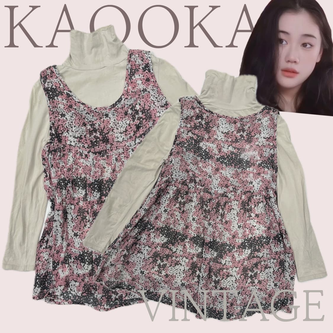 🌷하구미의 핑크 플라워 코디세트🌷레이어드 모리걸 에스닉 오리엔탈 상품이미지1