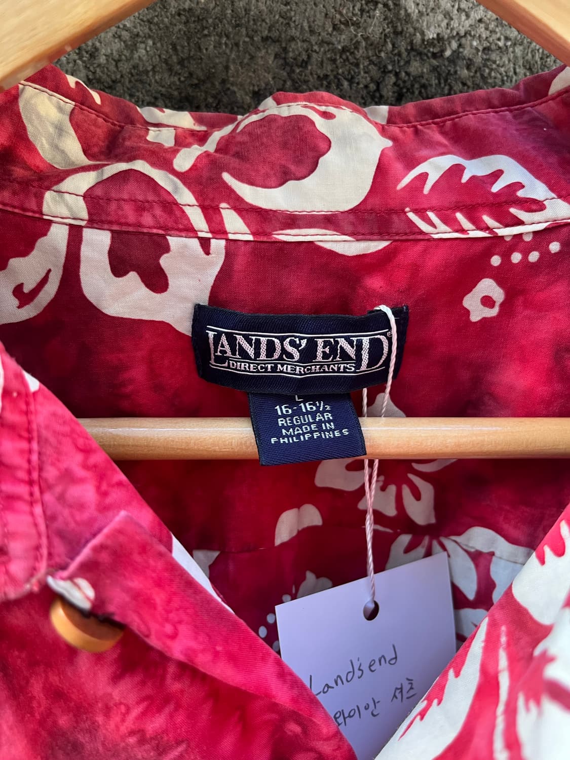 LANDS’END 빈티지 하와이안 알로하 반팔 셔츠 L 상품이미지3