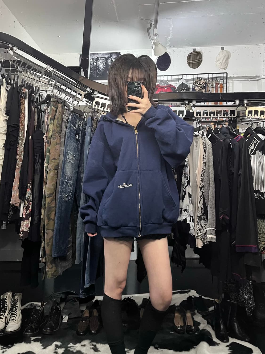 칼하트 네이비 후드집업 상품이미지1