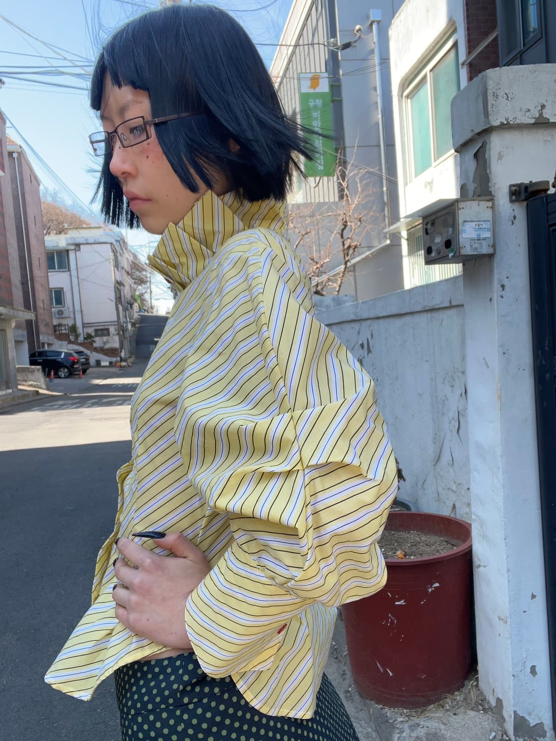 옐로우 스트라이프 블라우스 상품이미지4