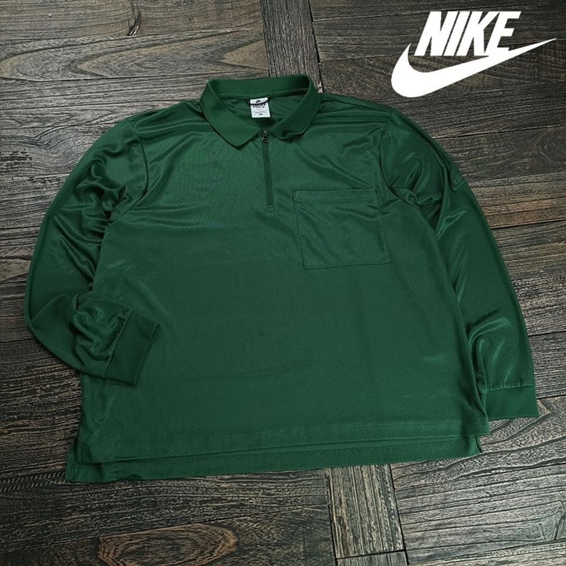 [나이키] 테크팩 시리즈 기능성 긴팔 카라티 그린 M19660 상품이미지1