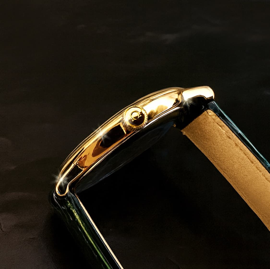 오메가 드빌 희귀 화이트 아이보리 다이얼 여성 그린 악어 가죽 시계 상품이미지6