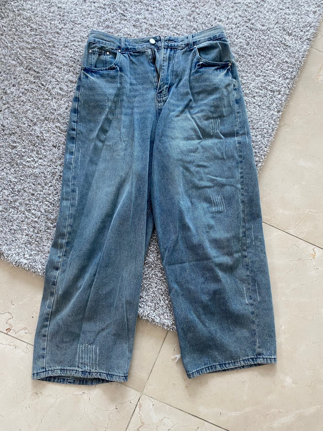 필루미네이트 데미지 워싱 데님 팬츠 와이드 팬츠 L 상품이미지1