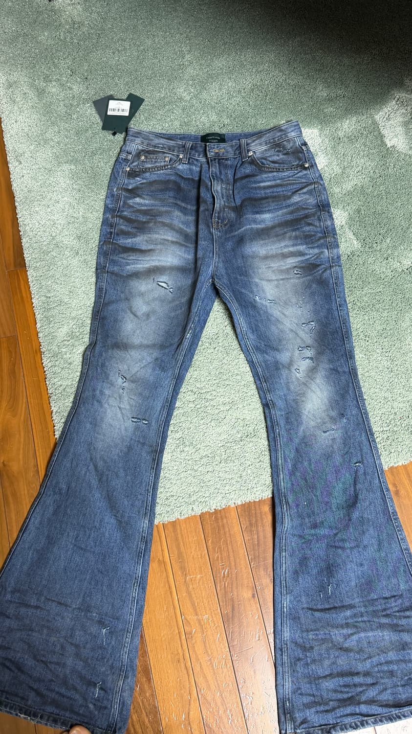 [1] 언더마이카 오일 블루 와이드 플레어 진 상품이미지1